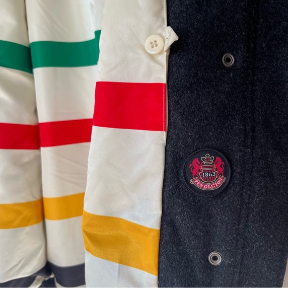 Pendleton Wool Pea Coat Charcoal Gray Zip Long Winter Jacket Fall - Picture 11 of 14